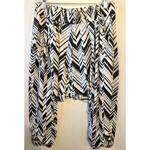 Nike Pants Womens Medium Avant Dri Fit Harem Black Abstract Zumba Dance Y2k